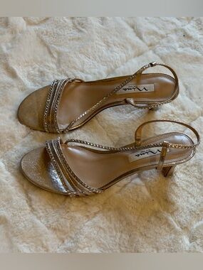 Nina NY Gold Strappy Heels